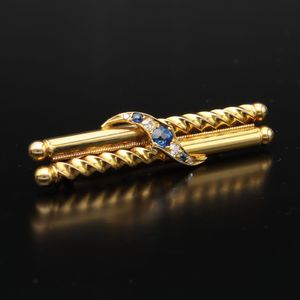 Edwardian 15ct Gold Sapphire and Diamond Brooch
