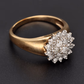9ct Yellow Gold 1ct Diamond Cluster Ring