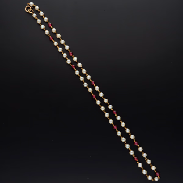 18ct Gold Ruby and Pearl Necklace