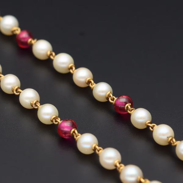 18ct Gold Ruby and Pearl Necklace
