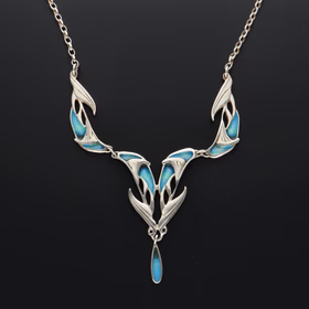 Vintage Scottish Silver and Enamel Chenevive Collection Necklace