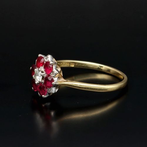 Edwardian 18K Gold Ruby and Diamond Ring image-3