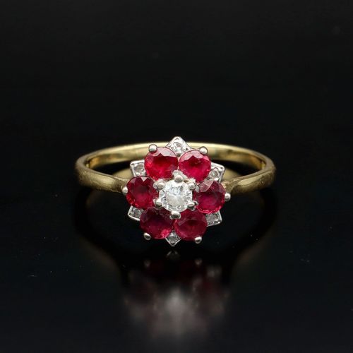 Edwardian 18K Gold Ruby and Diamond Ring image-2