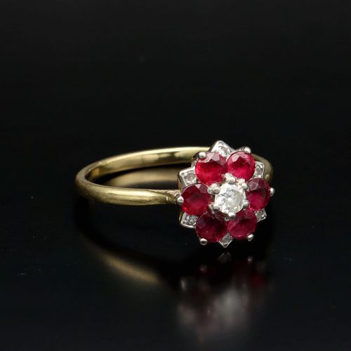 Edwardian 18K Gold Ruby and Diamond Ring image-1