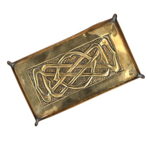 Arts and Crafts Glasgow School Brass Celtic Knot Tray image-1