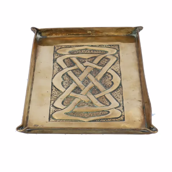 Arts and Crafts Glasgow School Brass Celtic Knot Tray