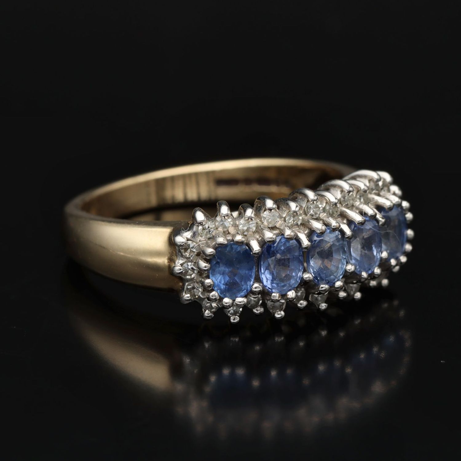 Small sapphire and hot sale diamond ring