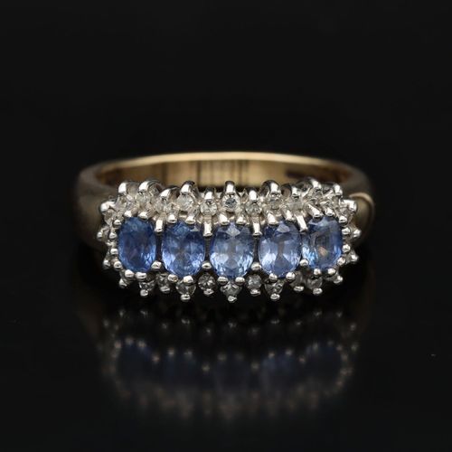 9ct Gold Sapphire and Diamond Ring image-2