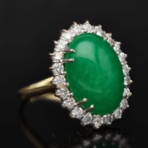 18ct Gold Jade and Diamond Ring