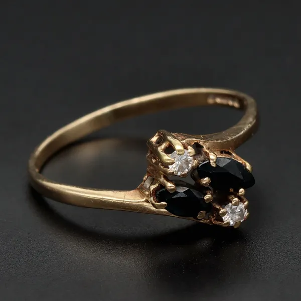 Retro - Vintage Gold Sapphire Diamond Ring