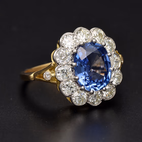 18ct Gold Sapphire and Diamond Cluster Ring