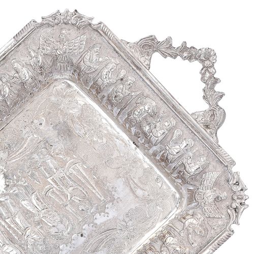 Rare Parsi Persian Silver Tray image-4