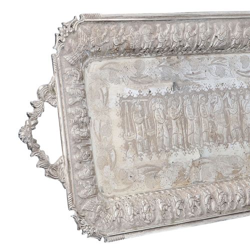 Rare Parsi Persian Silver Tray image-3