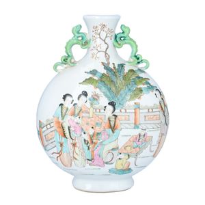 Chinese Republic Period Porcelain Moon Flask