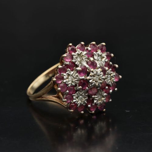 Gold Ruby Diamond Ring. Birmingham 1992 image-1