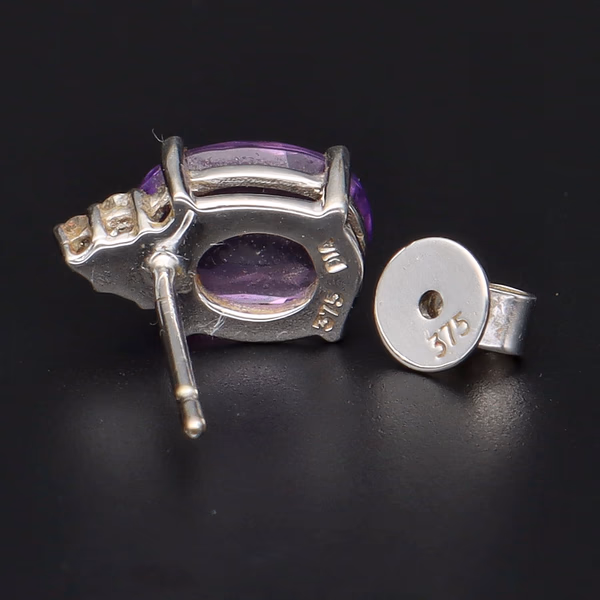 9ct White Gold Diamond and Amethyst Jewellery Set