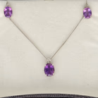 9ct White Gold Diamond and Amethyst Jewellery Set