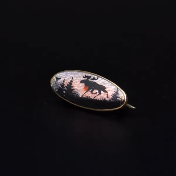 Norne Aksel Holmsen Silver Gilt and Enamel Moose Brooch