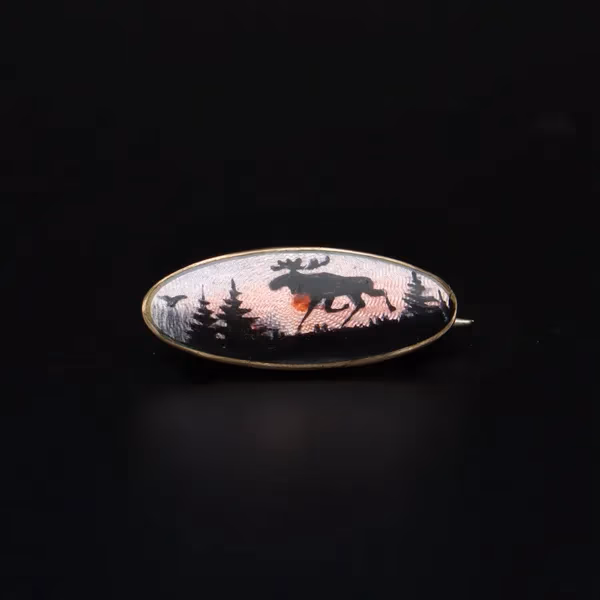 Norne Aksel Holmsen Silver Gilt and Enamel Moose Brooch