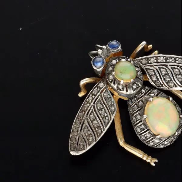 Silver and Opal Fly Brooch