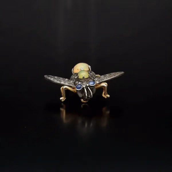 Silver and Opal Fly Brooch