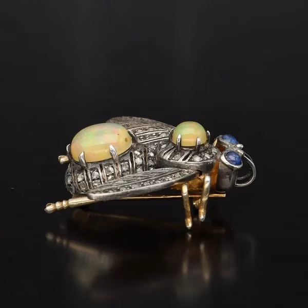 Silver and Opal Fly Brooch