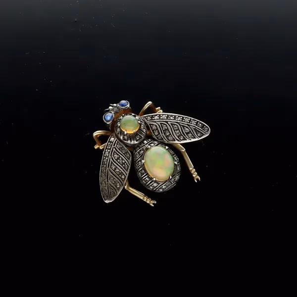 Silver and Opal Fly Brooch