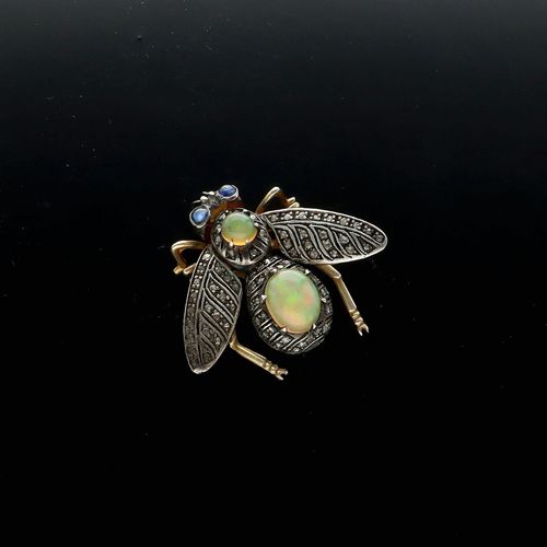 Silver and Opal Fly Brooch image-1