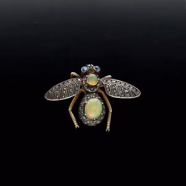 Silver and Opal Fly Brooch