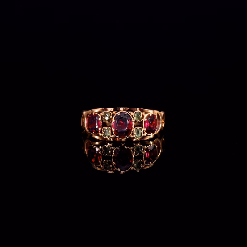 360° view of The Antique Victorian Garnet and Emerald Ring