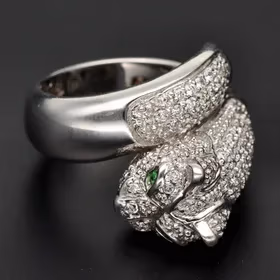 9ct White Gold Diamond Panther Ring