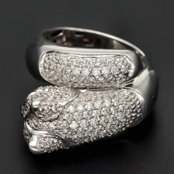 9ct White Gold Diamond Panther Ring