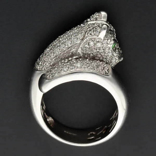 9ct White Gold Diamond Panther Ring