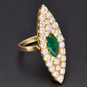 Marquise Cut Emerald & Diamond Ring