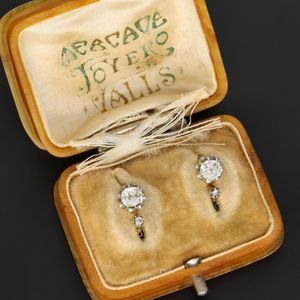 Circa 1900 18ct Gold European Cut Diamond Earrings