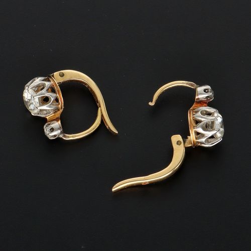 Circa 1900 18ct Gold European Cut Diamond Earrings image-4