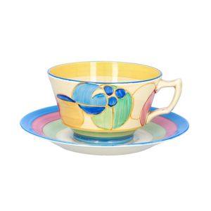 Clarice Cliff Pastel Melon Athens Cup and Saucer