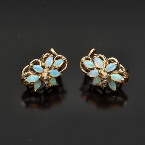 9ct Water Opal and Diamond Earrings image-3