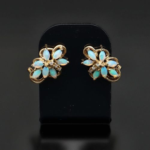 9ct Water Opal and Diamond Earrings image-2