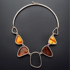 Baltic Amber & Metal Link Statement Necklace