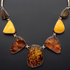 Baltic Amber & Metal Link Statement Necklace