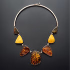 Baltic Amber & Metal Link Statement Necklace