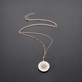 Georg Jensen White Enamel Daisy Pendant