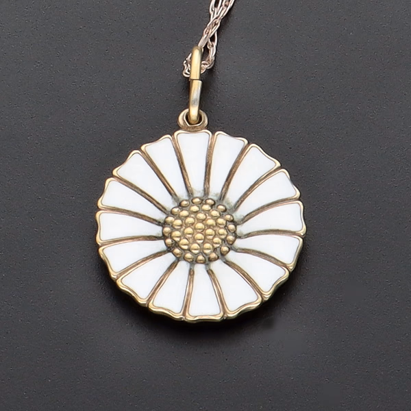 Georg Jensen White Enamel Daisy Pendant
