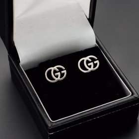 18ct White Gold Gucci GG Stud Earrings