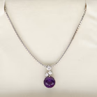 18ct White Gold Amethyst & Diamond Necklace