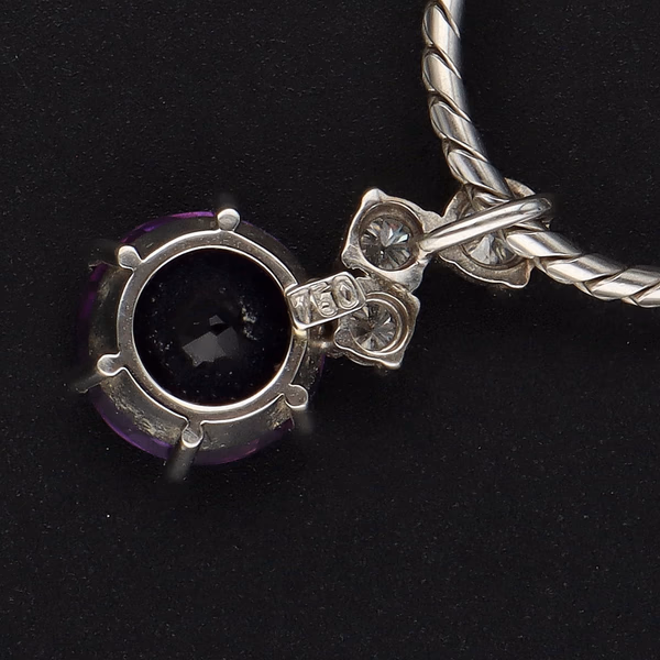 18ct White Gold Amethyst & Diamond Necklace
