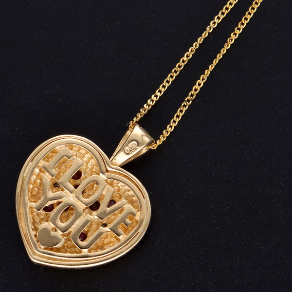 9ct Gold Diamond and Ruby Heart Pendant