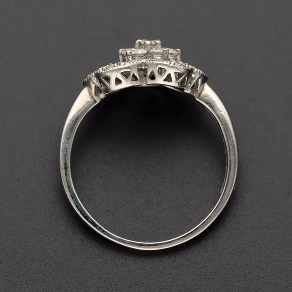 9ct White Gold Diamond Flower Ring