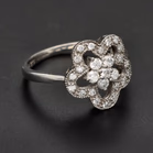 9ct White Gold Diamond Flower Ring
